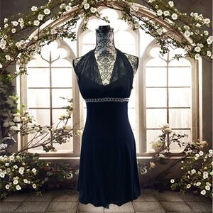 Teeze Me Navy halter dress w/silver sparkl…